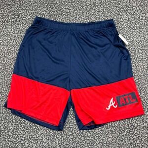 Atlanta Braves MLB Shorts Men Large Blue Red Logo Athletic Drawstring New L
